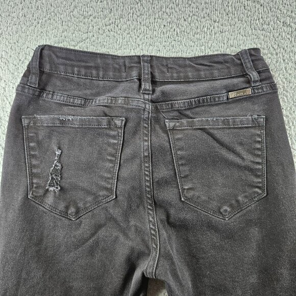 KanCan Jeans Womens 27 Black Distressed High Rise Skinny Raw Hem Stretch Denim - Picture 14 of 16